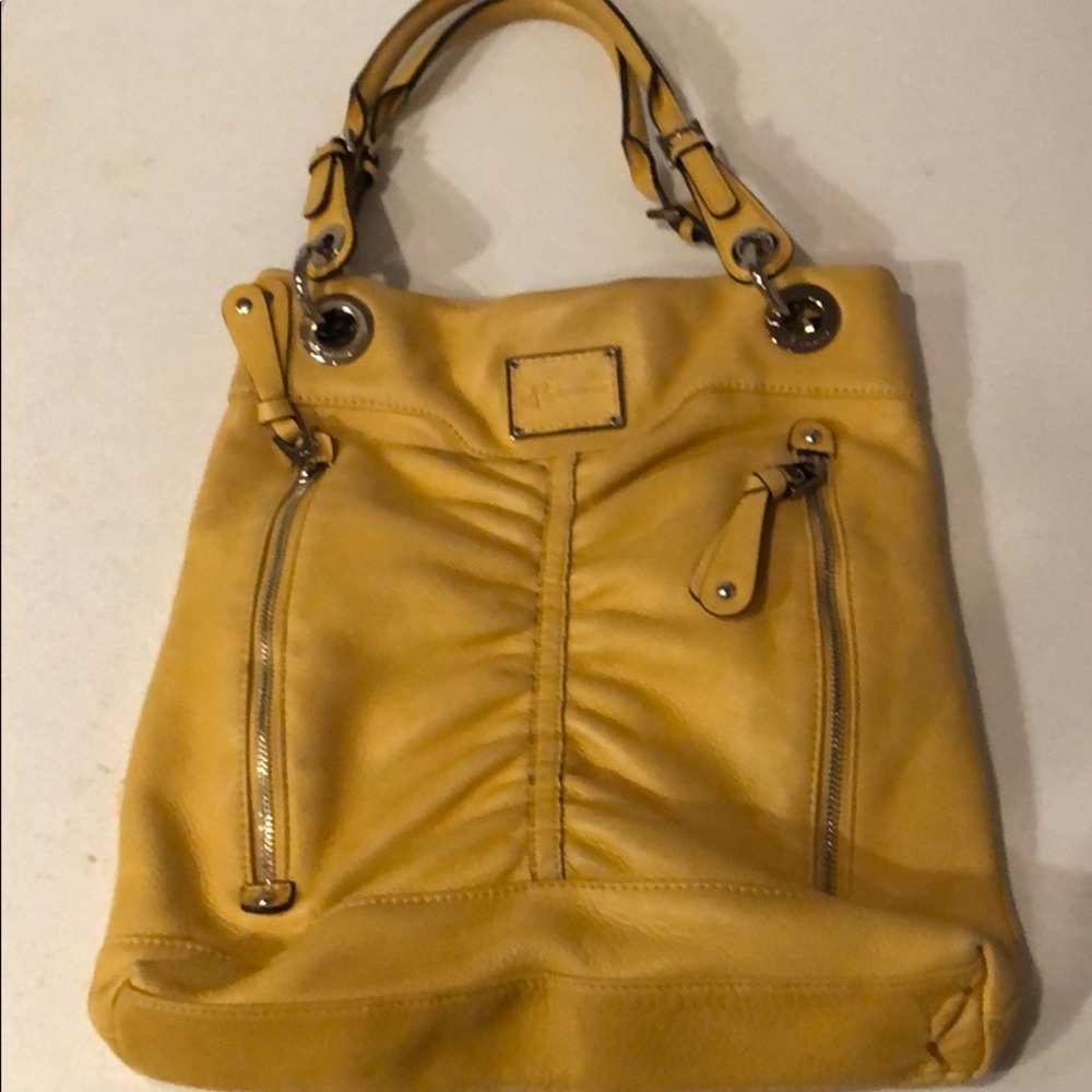B. Makowsky Yellow Leather Hobo Shoulder Bag